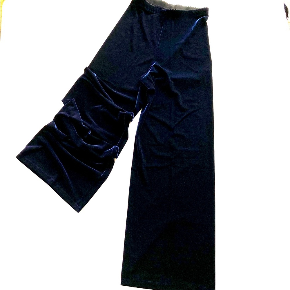 Sapphire Stretch Velvet Wide Leg Pant